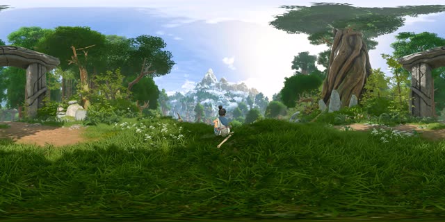 一起去到一座废弃村庄寻找圣山神庙。游戏全景延时，所见即所得，还原真实游戏世界。